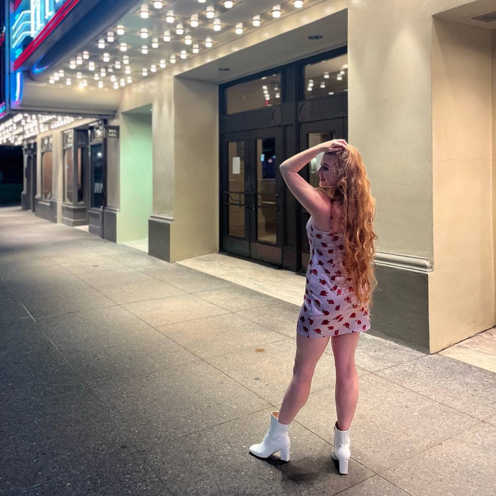 Floral Slip Dress with Red Roses